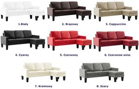3-osobowa sofa z ekoskóry z podnóżkiem czerwona - Lencor 4Q