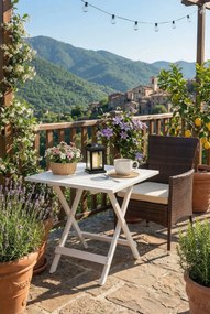 Biały drewniany stolik ogrodowy L6-P44