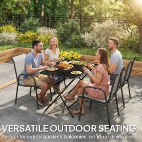 Outsunny Krzesła Ogrodowe 4 szt. – Sztaplowane Krzesła Tarasowe z Oddychającym Oparciem i Podłokietnikami, Maks. Obciążenie 120 kg | Aosom PL