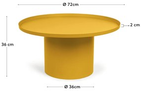 Musztardowy metalowy okrągły stolik ø 72 cm Fleksa – Kave Home