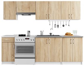 Komplet mebli kuchennych 240 cm dąb sonoma N9-H08