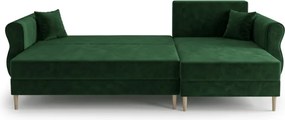 PROMOCJA Rozkładany dwustronny zestaw wypoczynkowy w kształcie L SILVIANO 230x140 cm, ciemnozielony II jakość