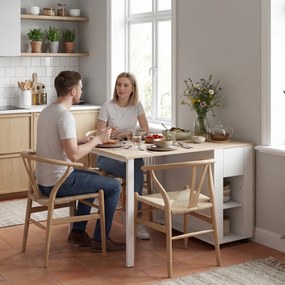 HOMCOM Stół Składany dla 6 Osób, Duży Stół Jadalniany 168 cm z 2 Szufladami i 4 Półkami | Aosom PL