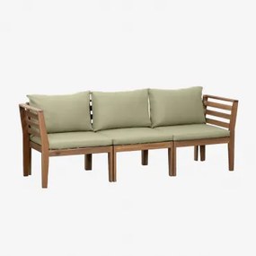 Filips 3-częściowa Modułowa Sofa Ogrodowa Z Podłokietnikami Z Drewna Akacjowego Awokado - Sklum