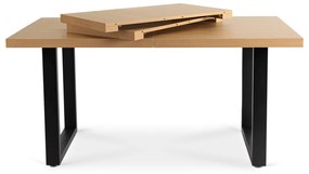 Stół Prostokątny Rozkładany EDWIN 160-260 cm Dąb Złoty/Czarny do Jadalni Nowoczesny Loft