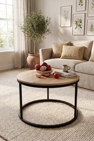 Okrągły nowoczesny stolik kawowy dąb artisan M5-B07