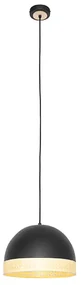 Orientalna lampa wisząca czarna z rattanem 30 cm - Magna RattanKolonialny Oswietlenie wewnetrzne