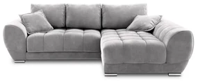Jasnoszary rozkładany narożnik z aksamitnym obiciem Windsor & Co Sofas Nuage, prawostronny