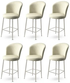Zestaw krzeseł barowych Alte Cream and Chrome, 6szt., 6 szt.