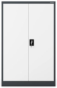 Biurowa szafa metalowa na akta KEVIN, 900 x 1400 x 400 mm, antracytowo-biała