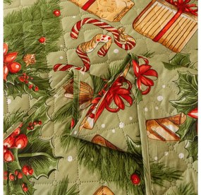 Narzuta na łóżko ze wzorem CHRISTMAS PRESENTS, zielony Rozmiar: 220 x 240 cm