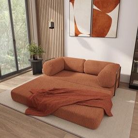 Masseno Sofa piankowa EIREN z funkcją spania, Kanapa z pianki do salonu, Bezmontażowa, Tkanina bucle – Miedziany QUELLE 54