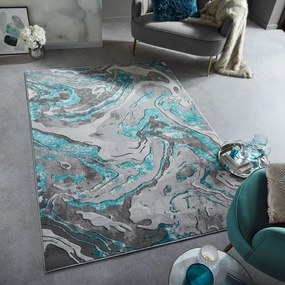 Szaro-turkusowy dywan 200x290 cm Marbled – Flair Rugs