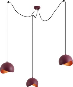 Designerska czerwona lampa wisząca z opalowym szkłem 3-punktowa - Tulip