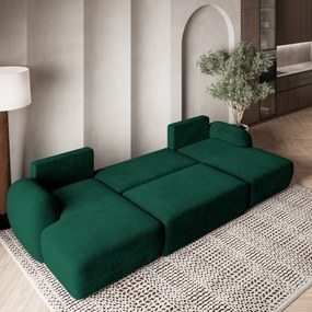 Masseno Narożnik SAVONA z funkcją spania i pojemnikiem na pościel Narozniki U, Rozkładana sofa - Butelkowa zieleń, KRONOS 19