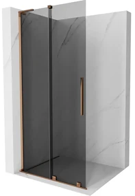 Mexen Velar L ścianka prysznicowa rozsuwana Walk-in 100 x 200 cm, grafit 8 mm, różowe złoto - 871-100-003-43-60
