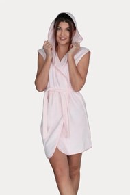 DURU damski pluszowy szlafrok z kapturem L Różowy