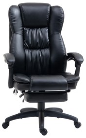 Vinsetto Fotel biurowy z masażem regulowane oparcie do 135 stopni udźwig 120 kg czarny skórzany | Aosom PL