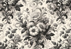 Fototapeta - Czarno-białe kwiaty (196x136 cm)