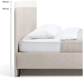 Musztardowe tapicerowane łóżko dwuosobowe ze stelażem 160x200 cm Noira Slim – Bonami Selection