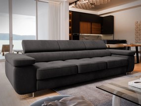 Masseno Sofa MOSINE z funkcją spania, Rozkładana sofa - Czarny ciemny, MONOLITH 95