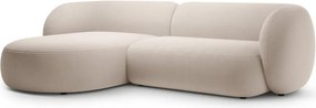 Beżowy aksamitny narożnik (lewostronny/z szezlongiem) Kate – Micadoni