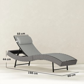 Outsunny Leżak z polirattanu w kształcie litery S, ogrodowy leżak z 5-stopniową regulacją oparcia, zagłówkiem, oddychający, odporny na UV | Aosom PL