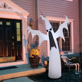 Homcom® Dekoracja Na Halloween Dmuchany Duch Led Białe Światło