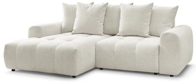 Biały rozkładany/ze schowkiem narożnik z tkaniny szenilowej (lewostronny/z szezlongiem) Roxelane – Bobochic Paris