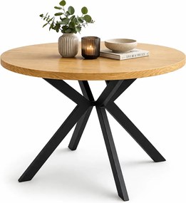 Duży okrągły stół loftowy z przedłużkami dąb złoty B5-H46