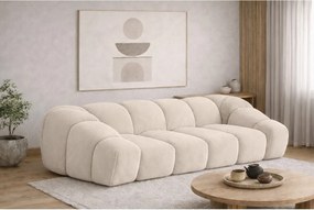 Sofa modułowa trzyosobowa, tkanina welurowa Bluvel, Kremowy, CROISSANT