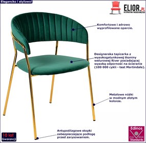 Zielone tapicerowane krzesło welurowe w stylu glamour - Olva 2X