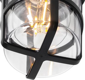 Lampa sufitowa i ścienna czarna z przezroczystym kloszem IP54 - Kiki