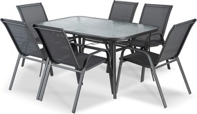 Zestaw mebli ogrodowych dla 6 osób ze stołem i krzesłami Umberto, kolor czarny