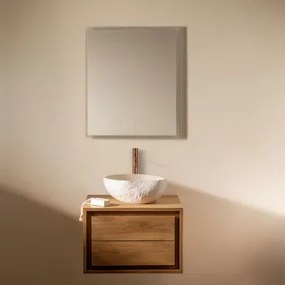 Zestaw Wiszących Mebli Łazienkowych Z Drewna Tekowego Jabari Drewno Tekowe & Nieregularna Z Biały Cementu - Sklum