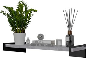Nowoczesna półka ścienna czarny + beton F4-B51