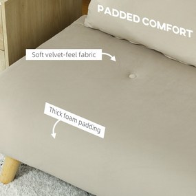 HOMCOM Relaksacyjna Sofa z Funkcją Spania, w zestawie 2 Poduszki, Wygląd Aksamitu, 130 x 78 x 79 cm, Beżowa