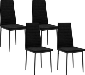 HOMCOM Zestaw 4 krzeseł do jadalni, beznarżnikowy design, tapicerka z tkaniny, metalowe nogi, czarne