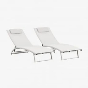 Zestaw 2 Aluminiowych Leżaków Z Regulowanym Oparciem I Poduszką Dulem Gardenia Biel - Sklum
