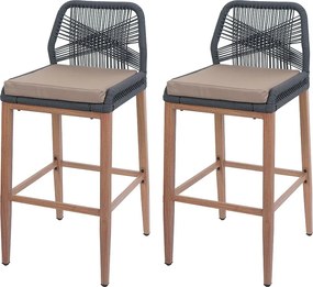 Stołek barowy MCW-O21 (zestaw 2 szt.),  antracyt, poduszka taupe