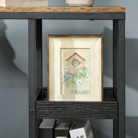 HOMCOM Stolik pomocniczy na kółkach do sofy lub łóżka, styl industrialny, stal i drewno, brązowy i czarny