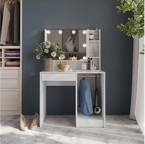 Stół toaletowy biały/biały wysoki połysk 89.8x50.1x76 sherry