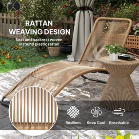 Outsunny Leżanka ogrodowa z rattanu leżak S-forma z stalową ramą brązowy | Aosom PL