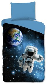 Niebieska bawełniana pościel dziecięca jednoosobowa 140x200 cm Astronaut – Good Morning
