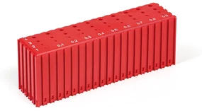Pudełko plastikowe do przechowywania wierteł 1-4,9 mm, moduł 20x5, 40 gniazd, czerwone
