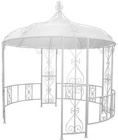 Pawilon ogrodowy TILCARA z metalu w stylu kutego żelaza, 300 × 290 cm (śr. × wys.) – kolor biały