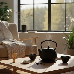 Dzbanek żeliwny z czarkami i podstawką KOGA, 1200 ml