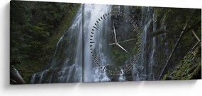 Obraz wodospadu (z zegarem) (90x30 cm)