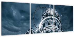 Obraz architektury w ciemności (z zegarem) (90x30 cm)