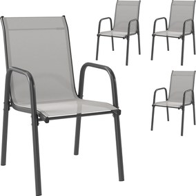 Outsunny Krzesła Ogrodowe 4 szt. – Sztaplowane Krzesła Tarasowe z Oddychającym Oparciem i Podłokietnikami, Maks. Obciążenie 120 kg | Aosom PL